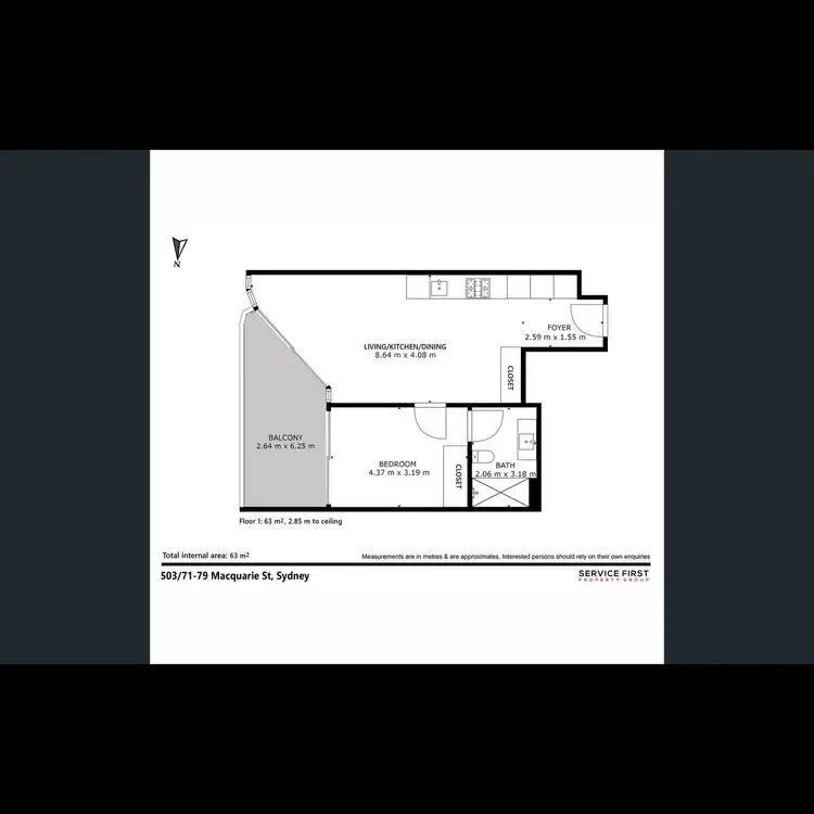 Floorplan of Homely apartment listing, 503/71 Macquarie Street, Sydney NSW 2000
