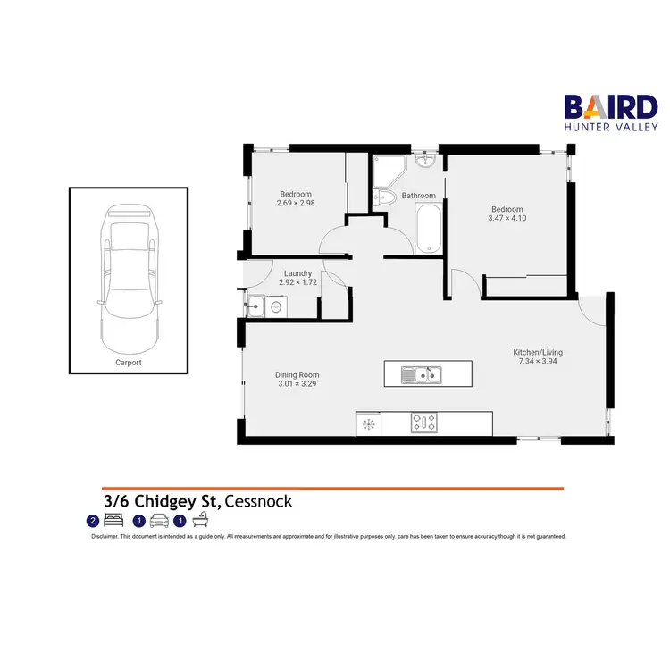 Floorplan of Homely unit listing, 3/6 Chidgey Street, Cessnock NSW 2325