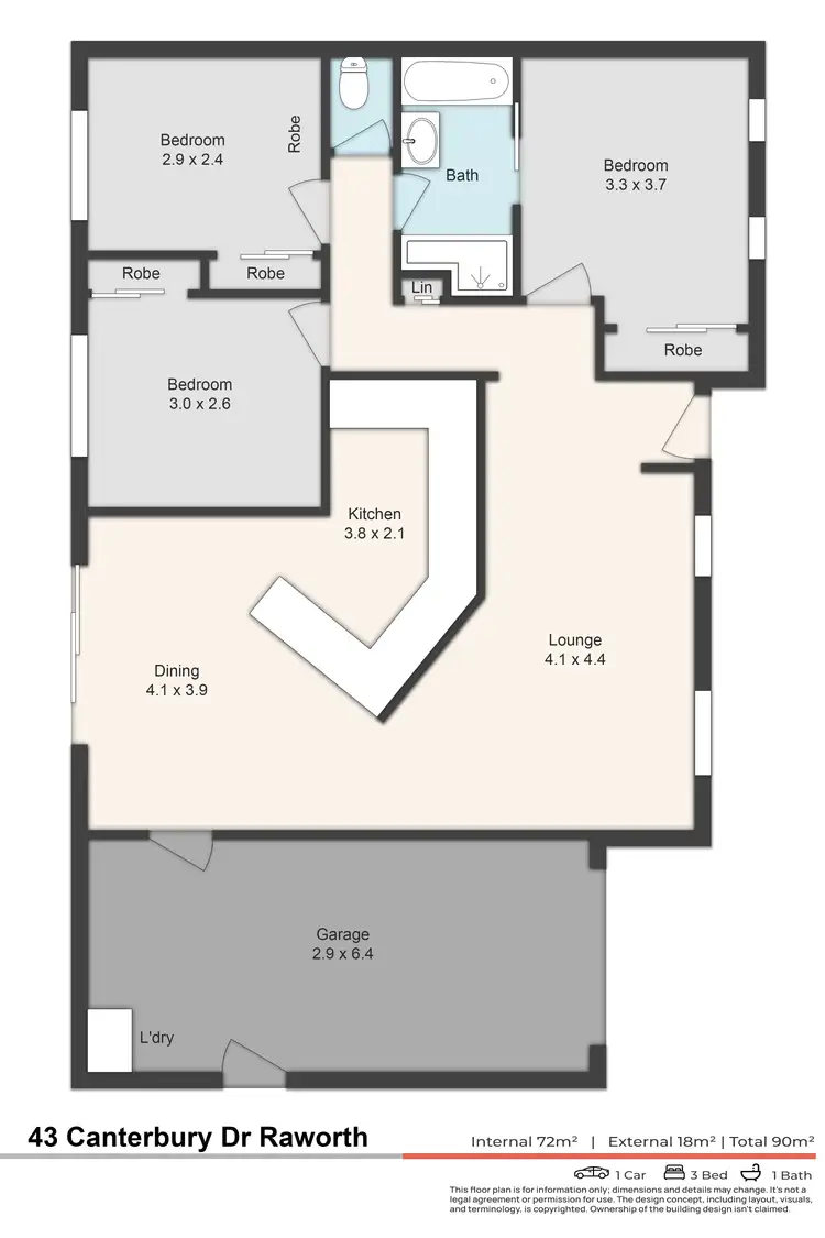 Floorplan of Homely house listing, 43 Canterbury Drive, Raworth NSW 2321