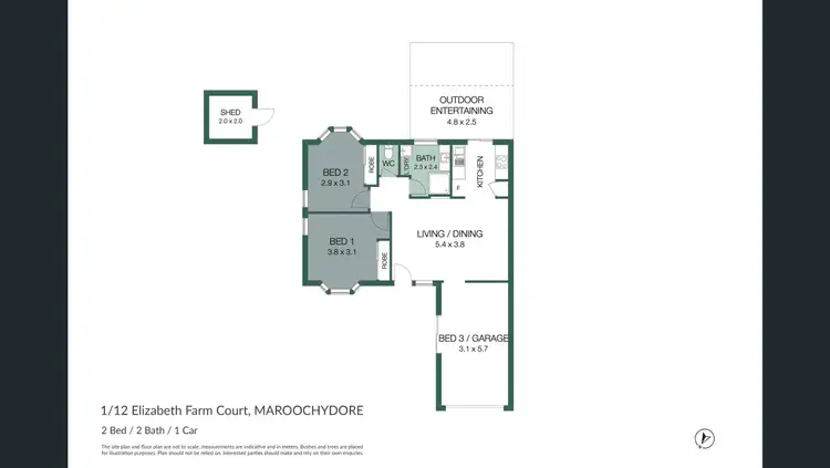 Floorplan of Homely semi-detached listing, 1/12 Elizabeth Farm Court, Maroochydore QLD 4558