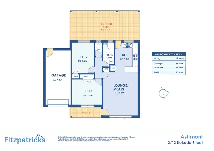 Floorplan of Homely unit listing, 2/12 Kokoda Street, Ashmont NSW 2650