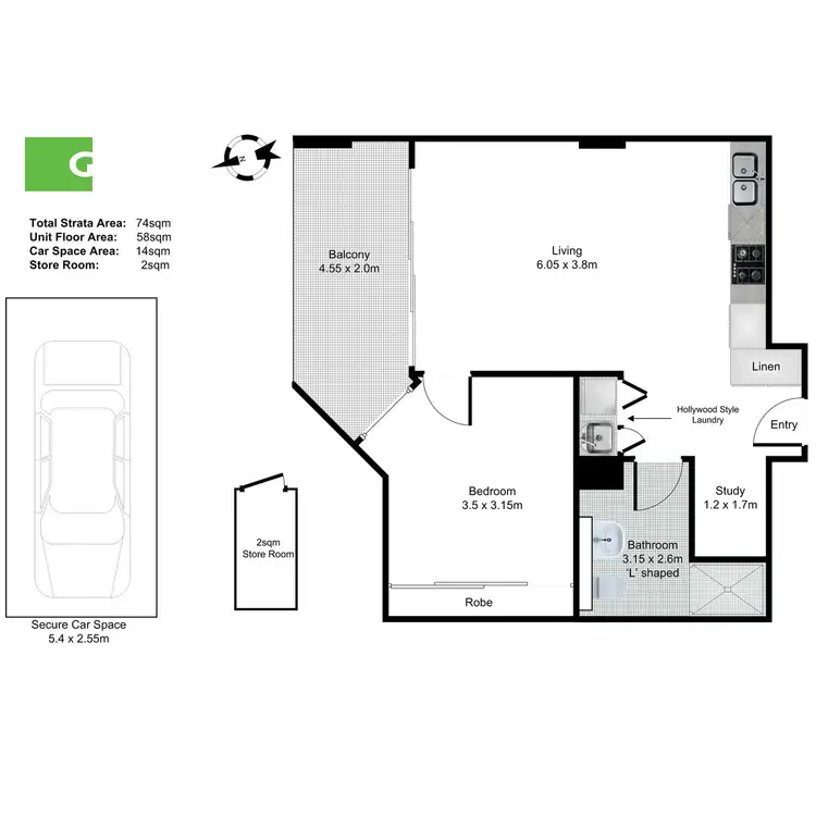 Floorplan of Homely apartment listing, 511/18 Gadigal Avenue, Waterloo NSW 2017