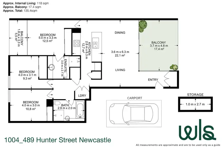 Floorplan of Homely apartment listing, 1004/489 Hunter Street, Newcastle NSW 2300