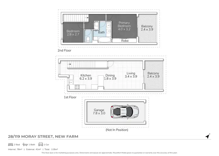 Floorplan of Homely apartment listing, 28/119 Moray Street, New Farm QLD 4005