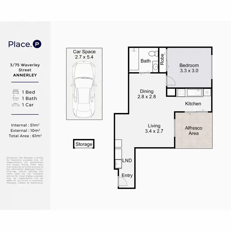 Floorplan of Homely unit listing, 3/75 Waverley Street, Annerley QLD 4103