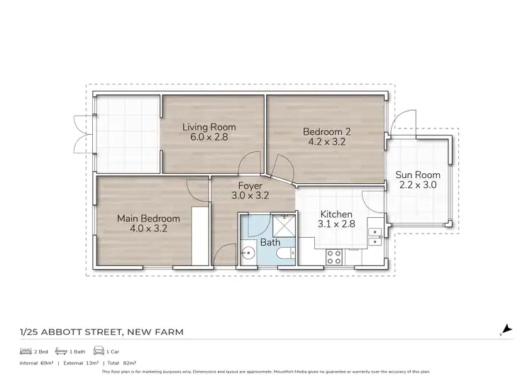 Floorplan of Homely apartment listing, 1/25 Abbott Street, New Farm QLD 4005