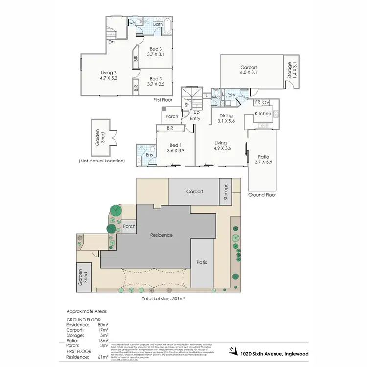 Floorplan of Homely townhouse listing, 102D Sixth Avenue, Inglewood WA 6052
