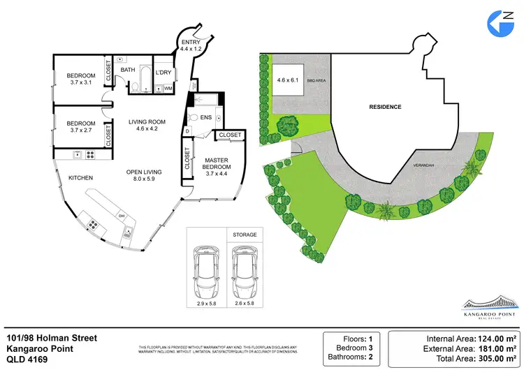 Floorplan of Homely apartment listing, 101/98 Holman Street, Kangaroo Point QLD 4169