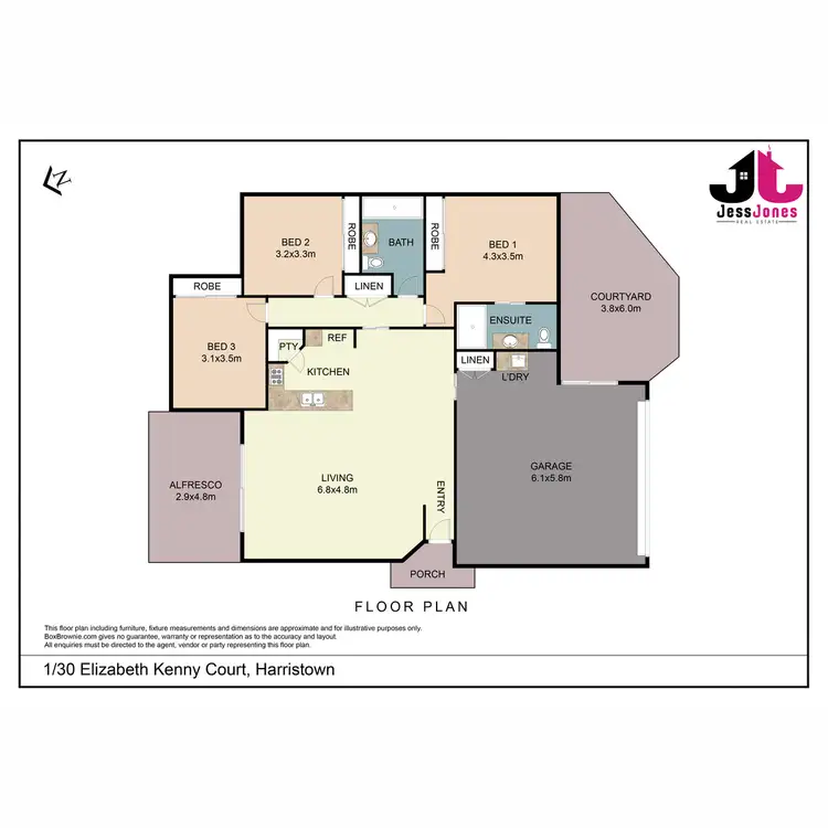 Floorplan of Homely semi-detached listing, 1/30 Elizabeth Kenny Court, Harristown QLD 4350