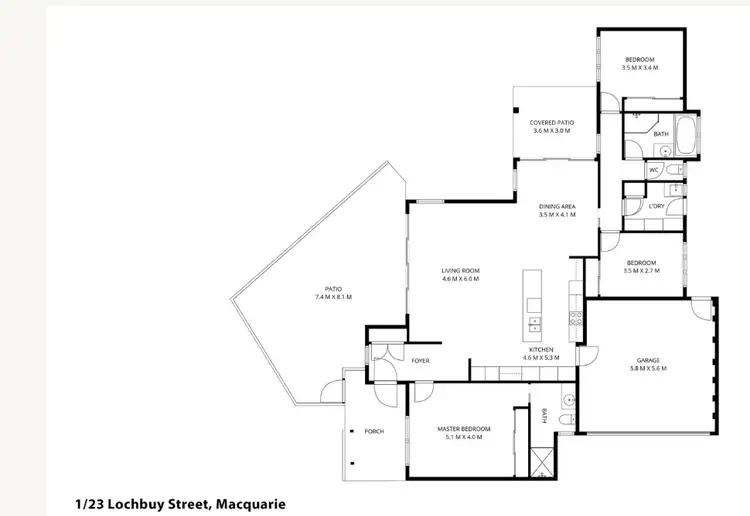 Floorplan of Homely townhouse listing, 1/23 Lochbuy Street, Macquarie ACT 2614
