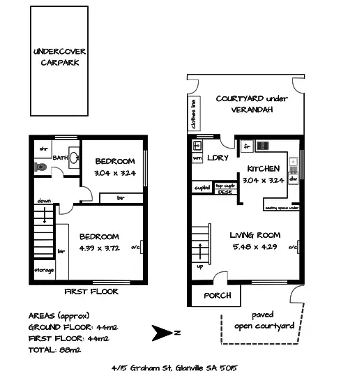 Floorplan of Homely townhouse listing, 4/15 Graham Street, Glanville SA 5015