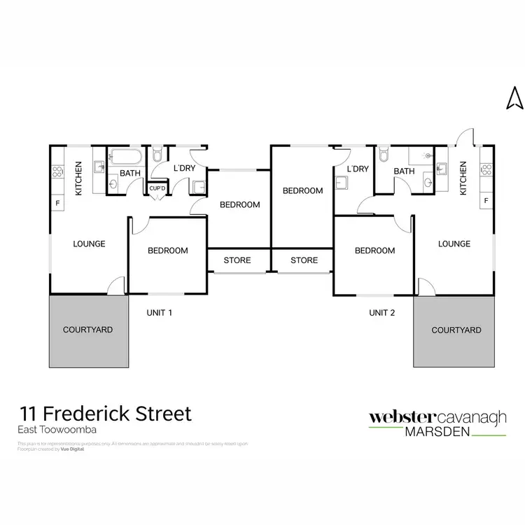 Floorplan of Homely semi-detached listing, 1 & 2/11 Frederick Street, East Toowoomba QLD 4350