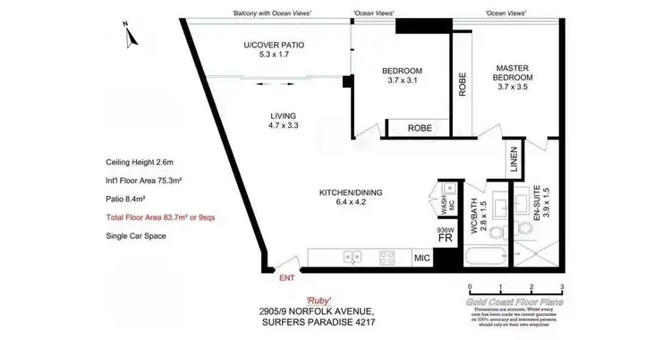 Floorplan of Homely apartment listing, 2905/9 Norfolk Avenue, Surfers Paradise QLD 4217
