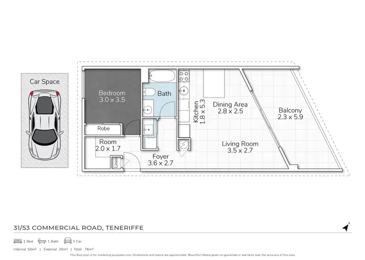 Floorplan of Homely apartment listing, 31/53 Commercial Road, Teneriffe QLD 4005