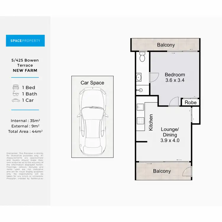 Floorplan of Homely apartment listing, 5/425 Bowen Terrace, New Farm QLD 4005