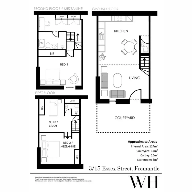 Floorplan of Homely townhouse listing, 3/15 Essex Street, Fremantle WA 6160