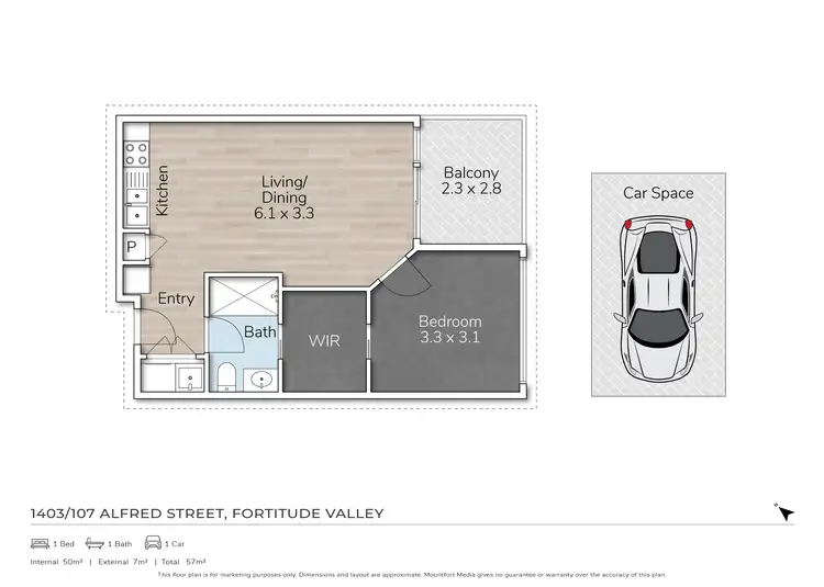 Floorplan of Homely apartment listing, 1403/107 Alfred Street, Fortitude Valley QLD 4006