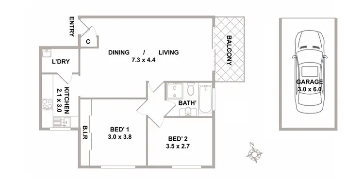 Floorplan of Homely unit listing, 7/83-87 Albert Street, Hornsby NSW 2077