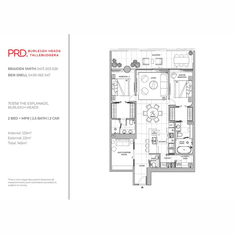 Floorplan of Homely unit listing, 703/58 The Esplanade, Burleigh Heads QLD 4220
