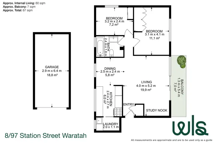Floorplan of Homely unit listing, 8/97 Station Street, Waratah NSW 2298