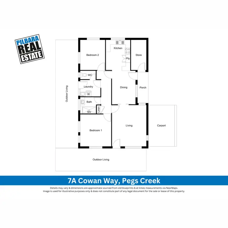 Floorplan of Homely semi-detached listing, 7A Cowan Way, Pegs Creek WA 6714