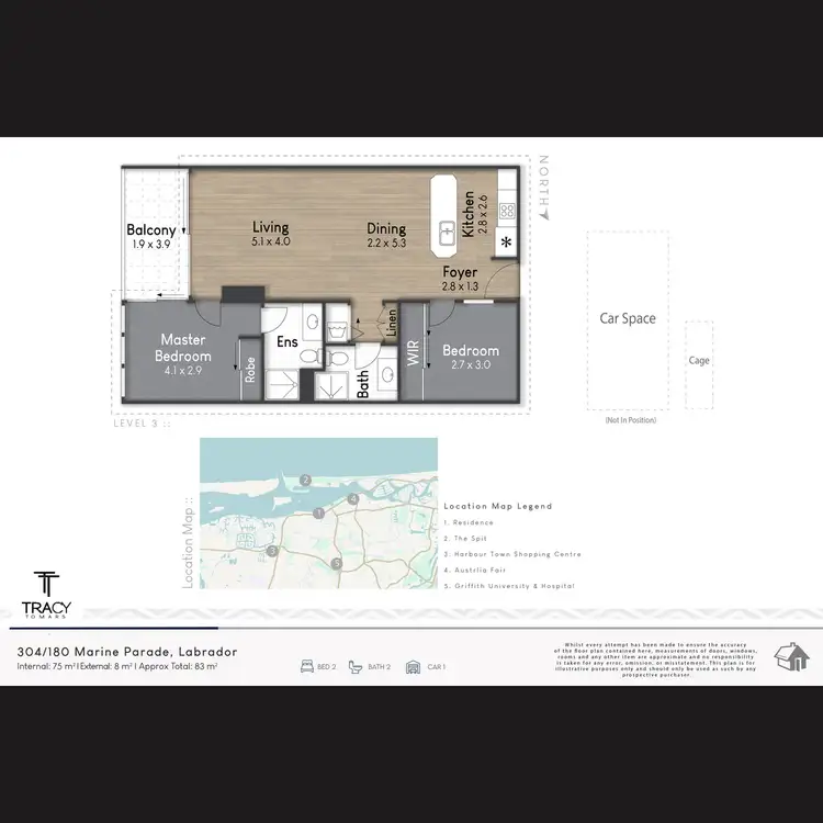 Floorplan of Homely apartment listing, 304/180 Marine Parade, Labrador QLD 4215