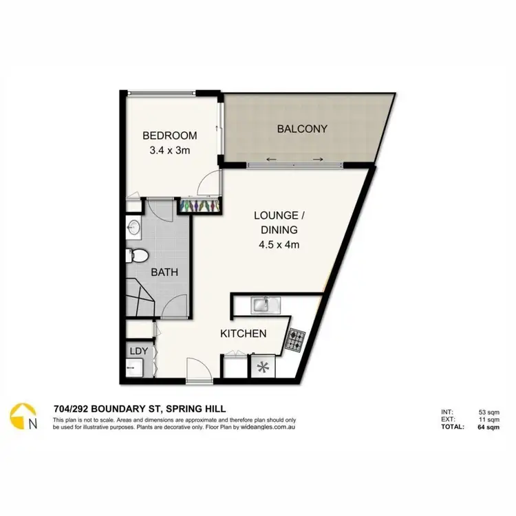 Floorplan of Homely apartment listing, 704/292 Boundary Street, Spring Hill QLD 4000