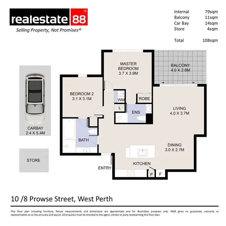 Floorplan of Homely apartment listing, 10/8 Prowse Street, West Perth WA 6005