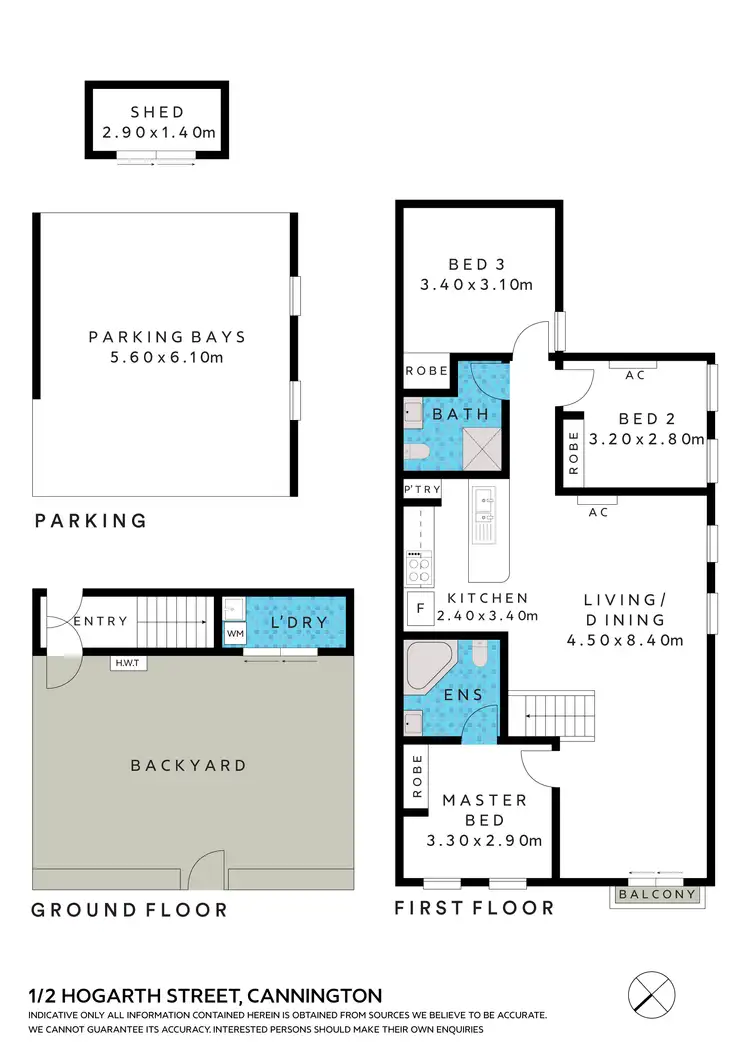 Floorplan of Homely townhouse listing, 1/2 Hogarth Street, Cannington WA 6107