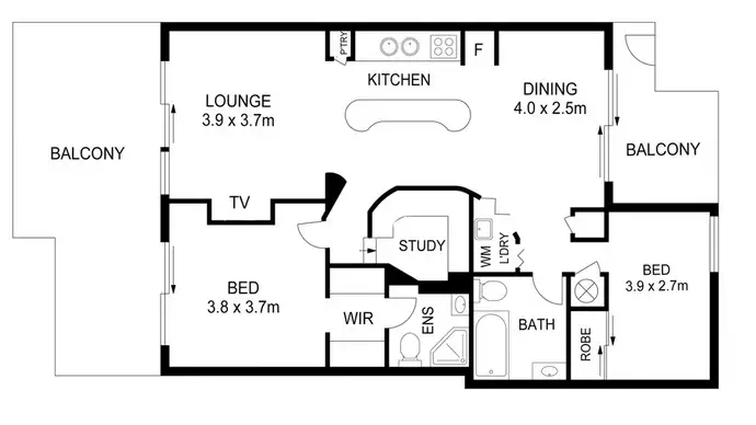 Floorplan of Homely apartment listing, 15/98 University Drive, Varsity Lakes QLD 4227