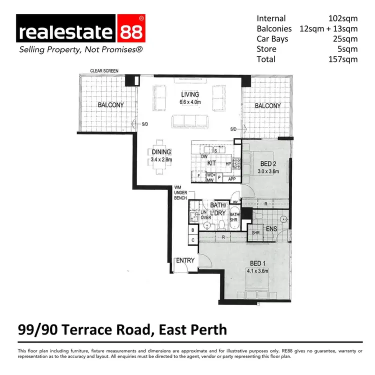 Floorplan of Homely apartment listing, 99/90 Terrace Road, East Perth WA 6004