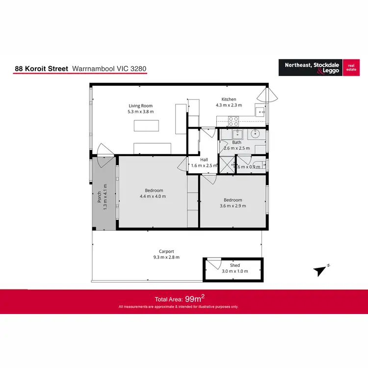 Floorplan of Homely unit listing, 1-5/88 Koroit Street, Warrnambool VIC 3280
