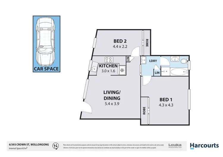 Floorplan of Homely unit listing, 6/393 Crown Street, Wollongong NSW 2500
