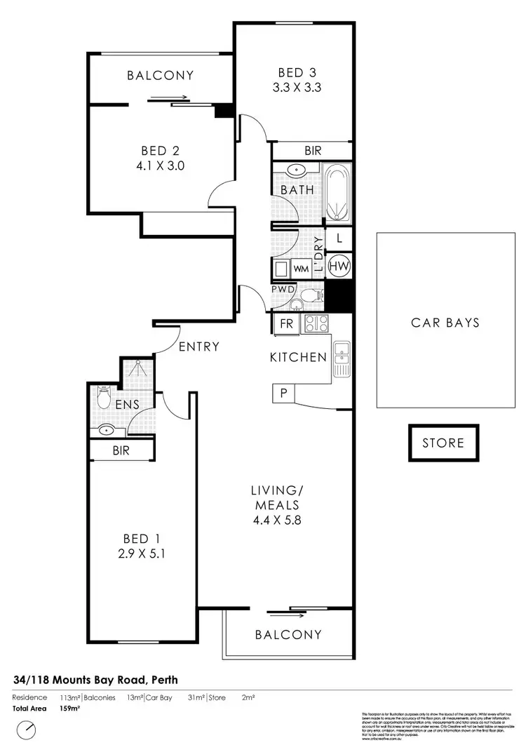 Floorplan of Homely apartment listing, 34/118 Mounts Bay Road, Perth WA 6000