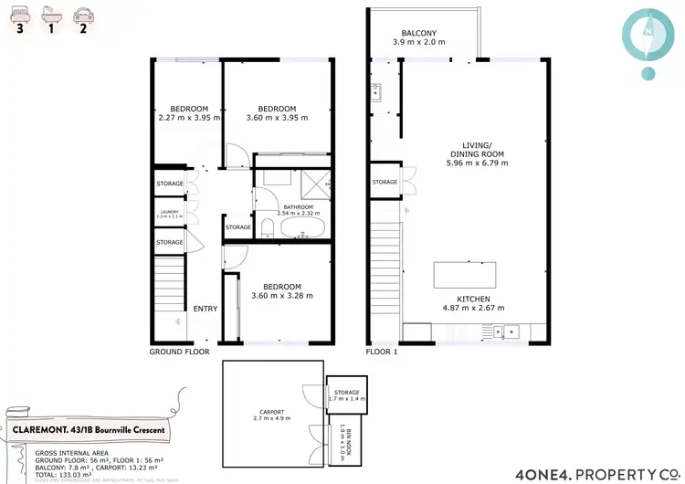 Floorplan of Homely house listing, 43/1B Bournville Crescent, Claremont TAS 7011