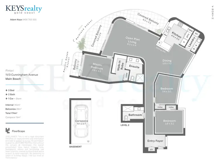 Floorplan of Homely apartment listing, 11/3 Cunningham Avenue, Main Beach QLD 4217