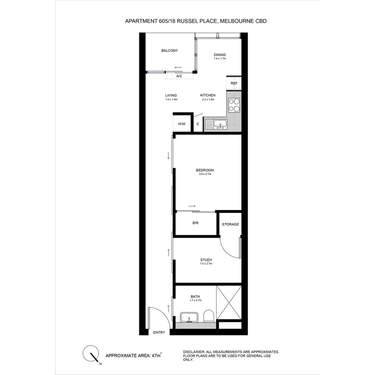 Floorplan of Homely apartment listing, 605/18 Russell Place, Melbourne VIC 3000