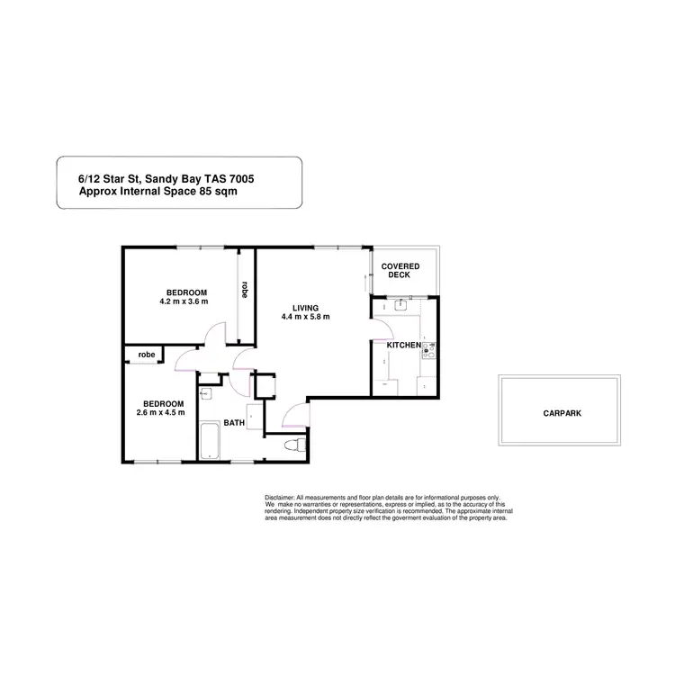 Floorplan of Homely unit listing, 6/12 Star Street, Sandy Bay TAS 7005