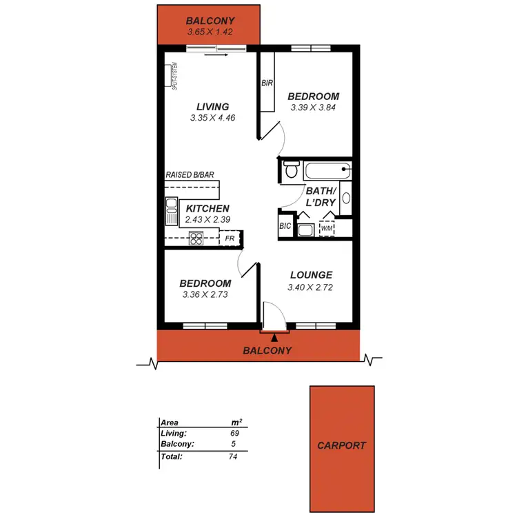 Floorplan of Homely apartment listing, 3/81 Carrington Street, Adelaide SA 5000