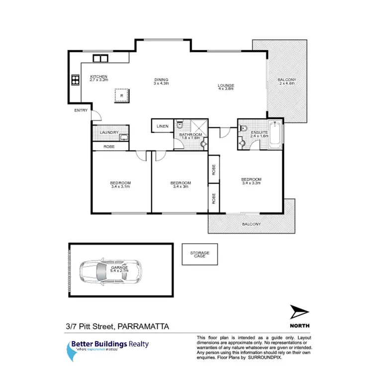 Floorplan of Homely apartment listing, 3/7a Pitt Street, Parramatta NSW 2150