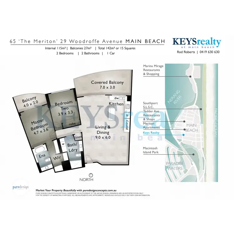 Floorplan of Homely apartment listing, The Meriton, 29 Woodroffe Avenue, Main Beach QLD 4217