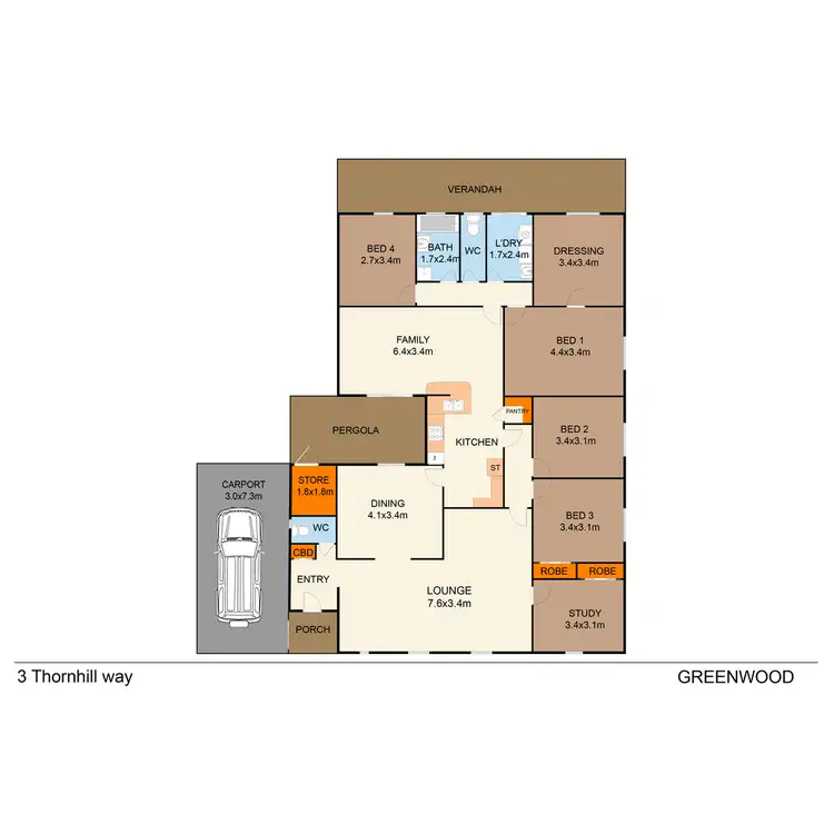 Floorplan of Homely house listing, 3 Thornhill Way, Greenwood WA 6024
