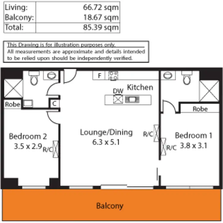 Floorplan of Homely apartment listing, 208/47 Fifth Street, Bowden SA 5007