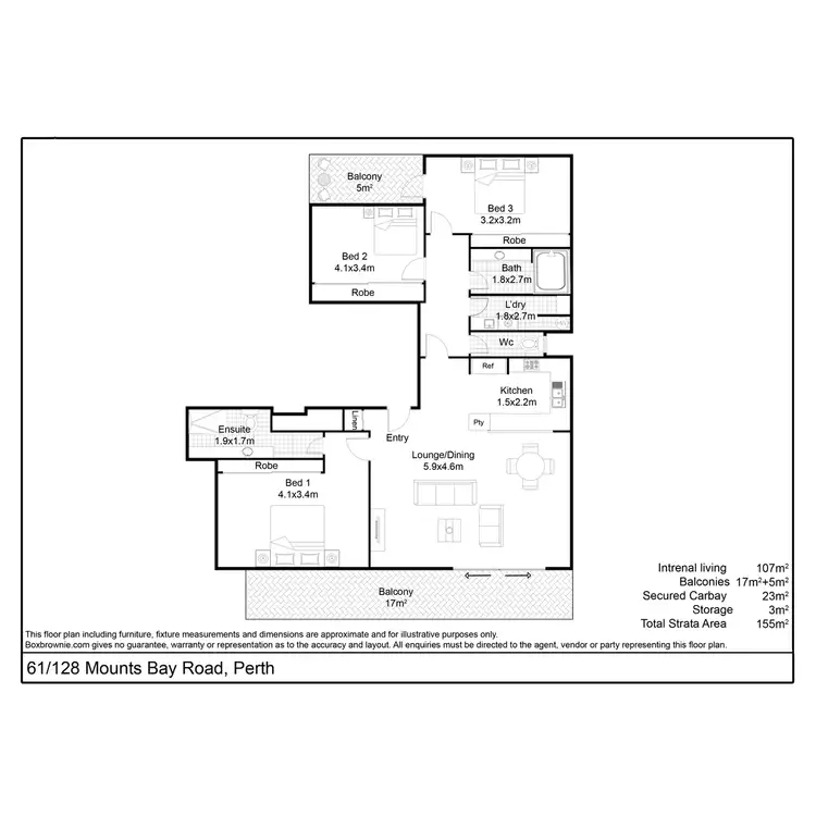 Floorplan of Homely serviced apartment listing, 61/128 Mounts Bay Road, Perth WA 6000