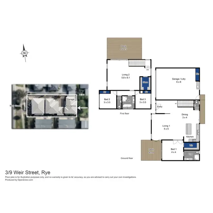 Floorplan of Homely townhouse listing, 3, 9 Weir Street, Rye VIC 3941