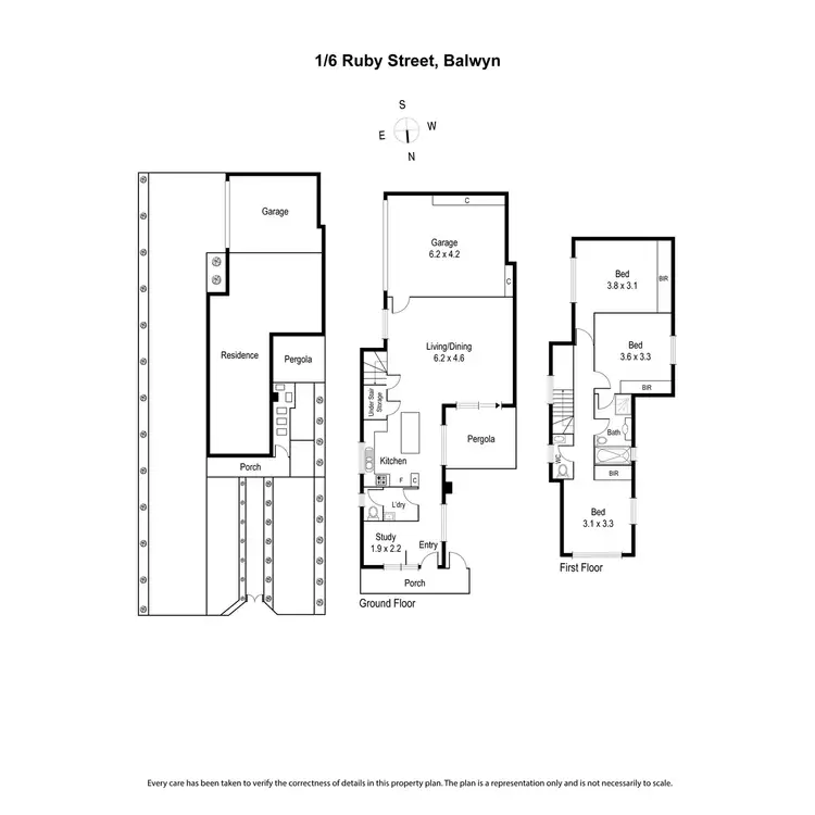 Floorplan of Homely townhouse listing, 1/6 Ruby Street, Balwyn VIC 3103