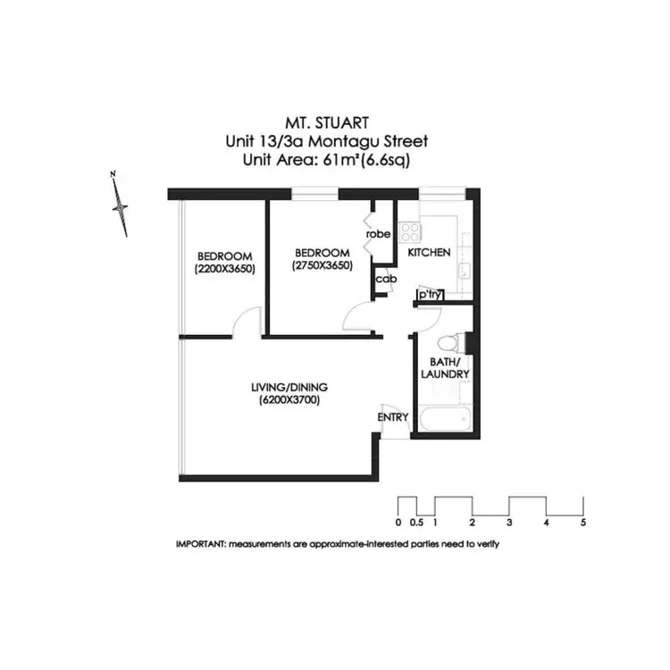 Floorplan of Homely unit listing, 13/3A Montagu Street, Mount Stuart TAS 7000