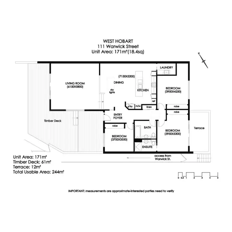 Floorplan of Homely unit listing, 1/111 Warwick Street, West Hobart TAS 7000
