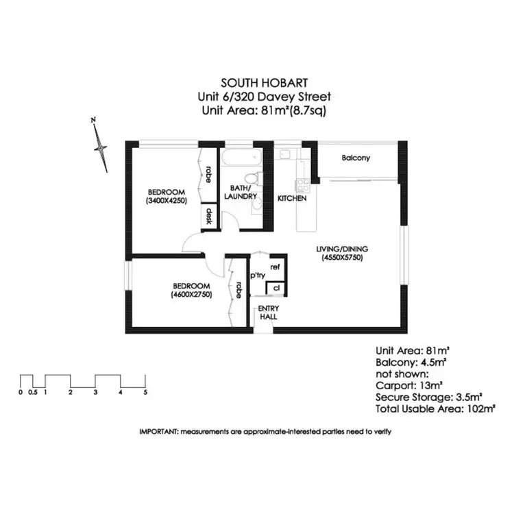 Floorplan of Homely unit listing, 6/320A Davey Street, South Hobart TAS 7004