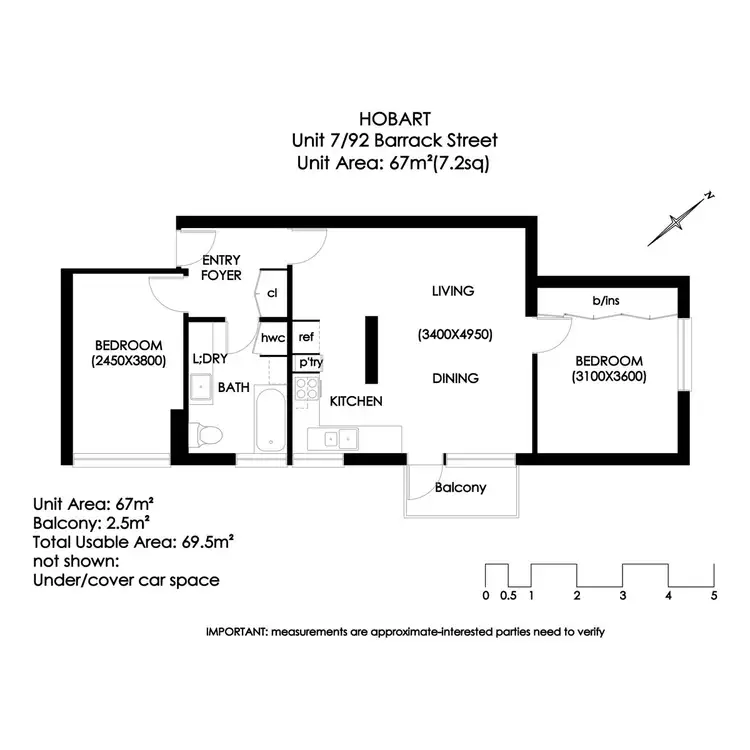 Floorplan of Homely unit listing, 7/92 Barrack Street, Hobart TAS 7000